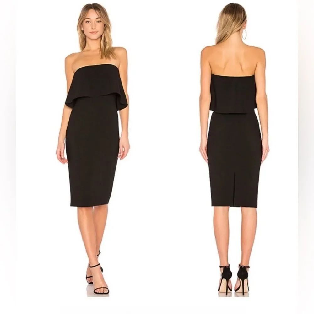 LIKELY DRIGGS DRESS Strapless Midi size 2 black H1